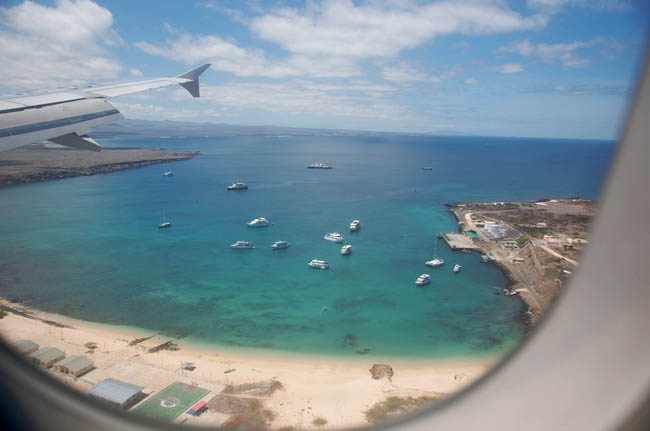 Flying into the Galapagos Islands