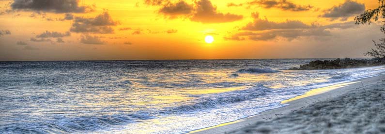 Sunset at the beach in Barbados, Caribbean