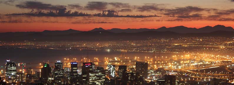 Sunrise over Cape Town, South Africa